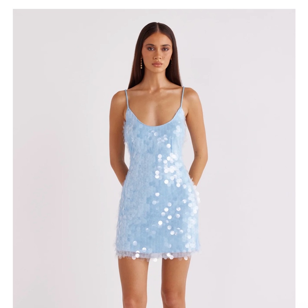 Light Blue Sequin Mini Dress